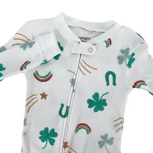 Carter's Child of Mine Footed Pajamas Kids 5T White St. Patrick's Day Shamrocks